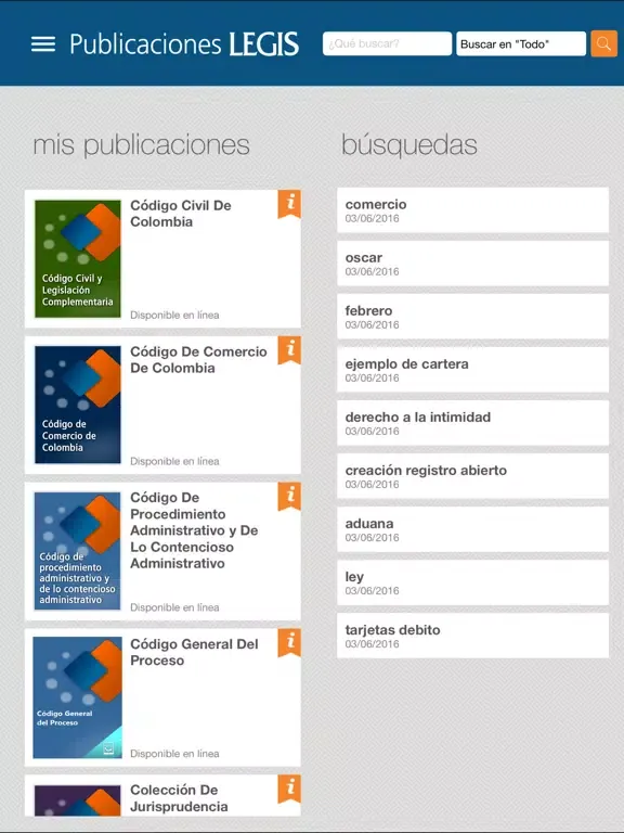 Publicaciones LEGIS iPad  Screenshots