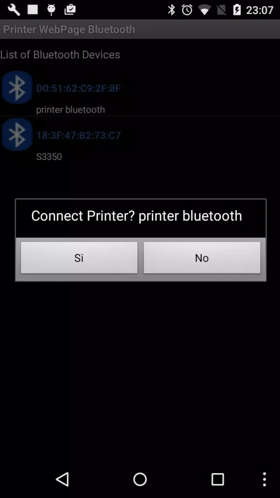Printer WebPage Bluetooth Screenshots