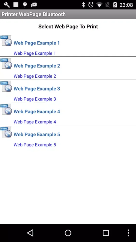 Printer WebPage Bluetooth Screenshots
