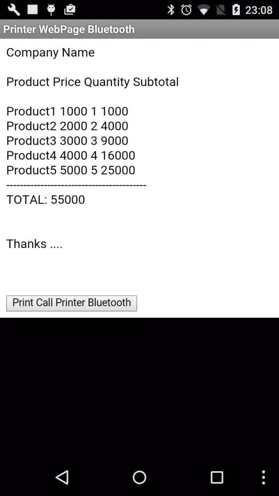 Printer WebPage Bluetooth Screenshots