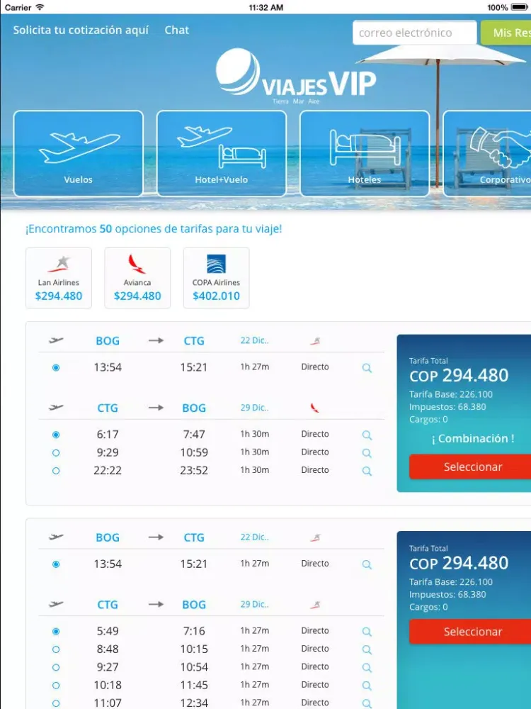 Tangkapan layar Viajes VIP iPad 