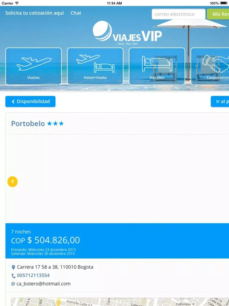 Tangkapan layar Viajes VIP iPad 