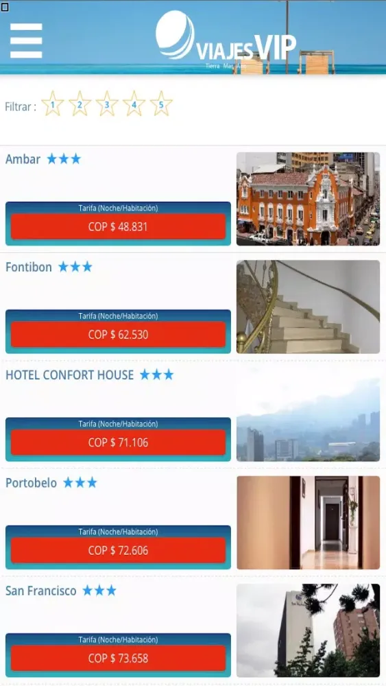 Tangkapan layar Viajes VIP