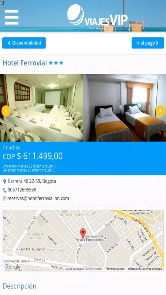 Tangkapan layar Viajes VIP