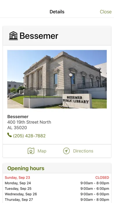 Capturas de pantalla de Bessemer Public Library (JCLC)
