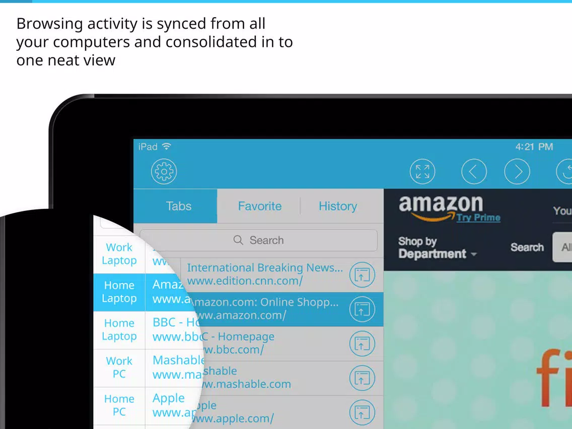 Sync for IE (Microsoft Internet Explorer) tabs, favorites and history iPad  স্ক্রিনশট