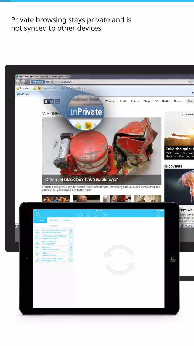 Sync for IE (Microsoft Internet Explorer) tabs, favorites and history স্ক্রিনশট