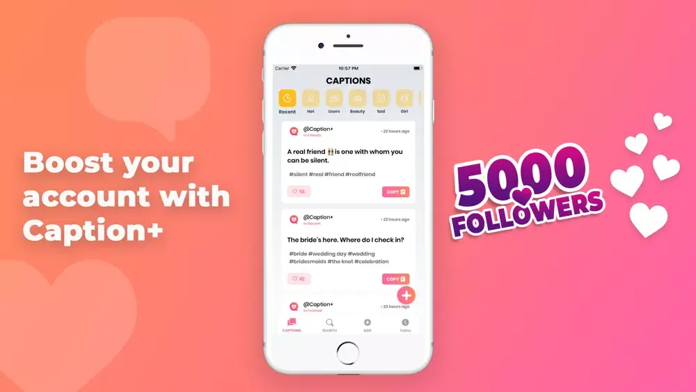Caption+ for Insta, TikFans应用截图
