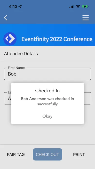 Zrzuty ekranu Eventfinity Check In