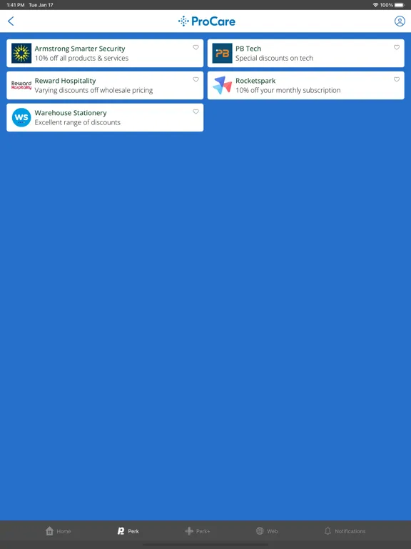 Capturas de tela do ProCare NZ iPad 
