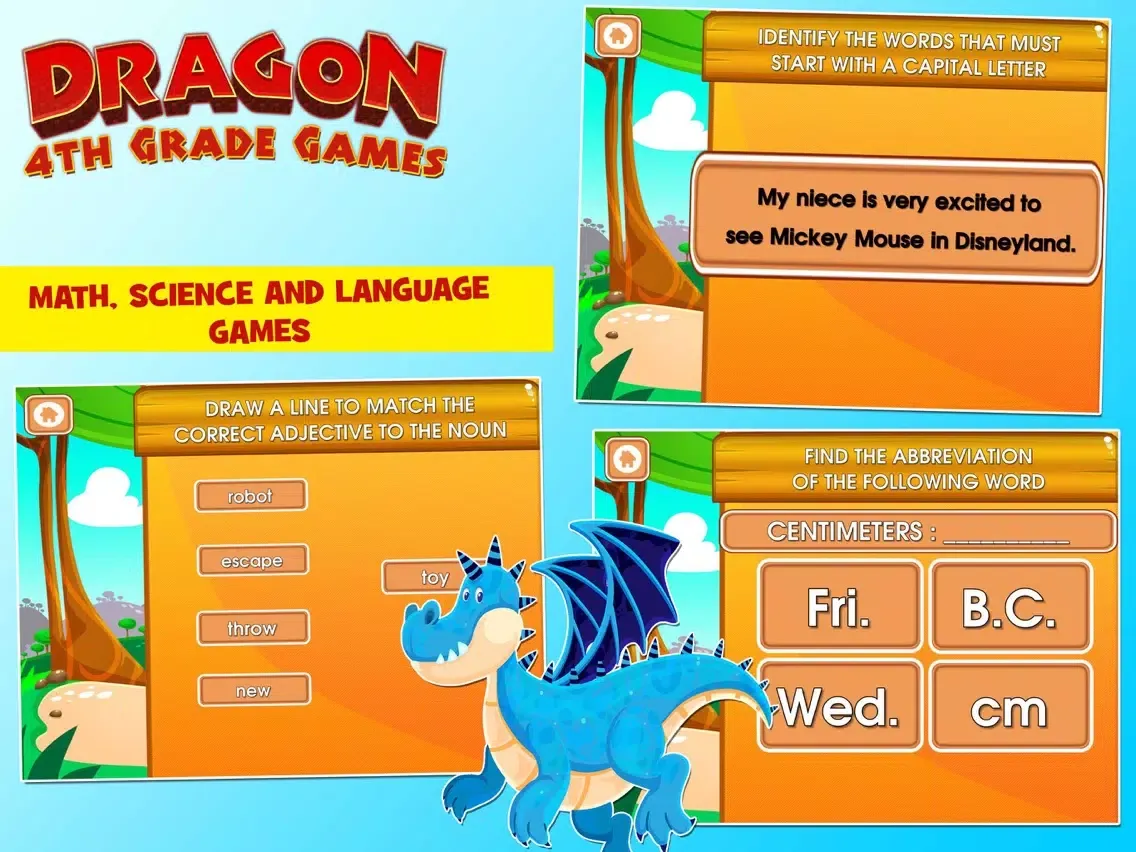 Capturas de tela do Dragons 4th Grade School Games iPad 