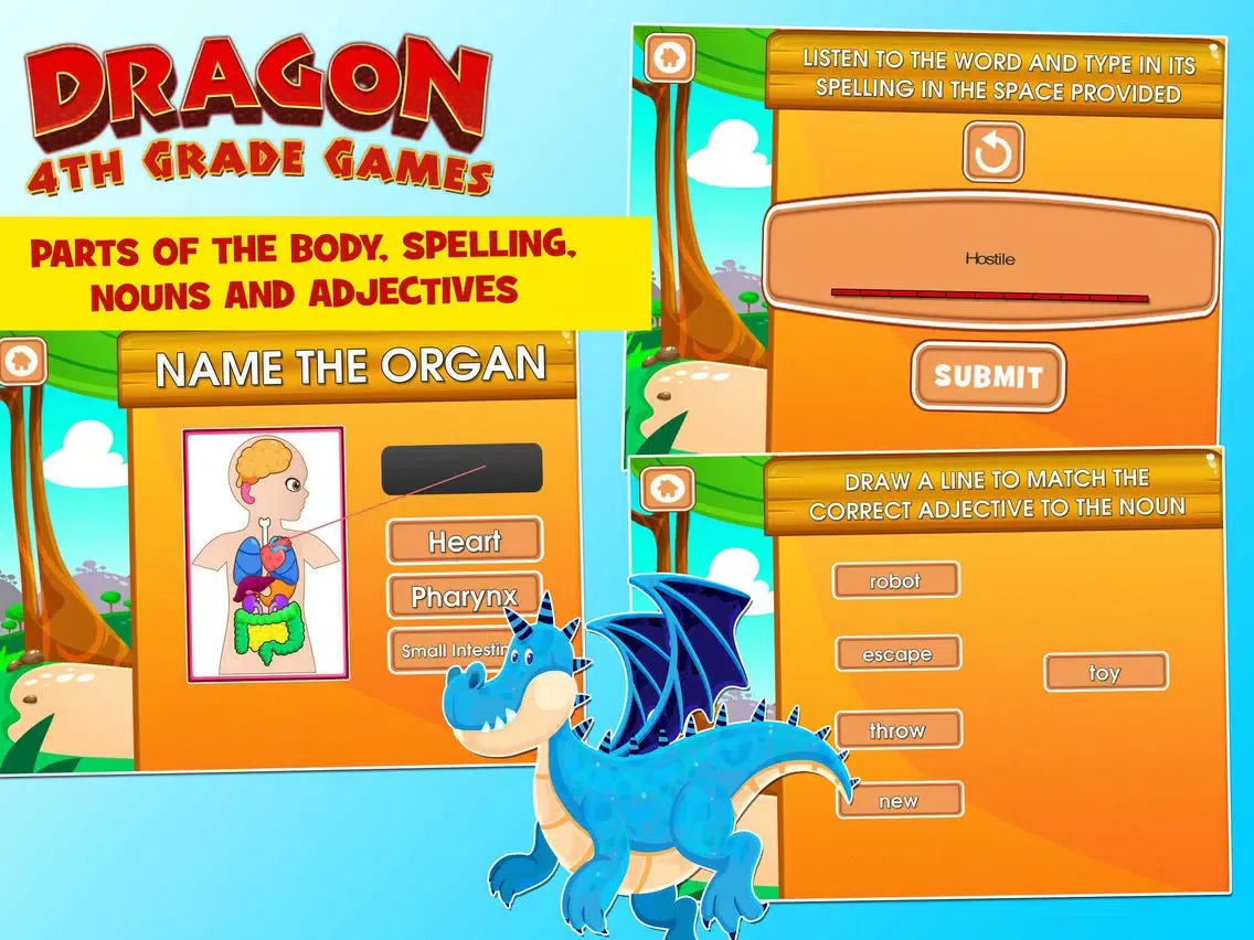 Capturas de tela do Dragons 4th Grade School Games iPad 