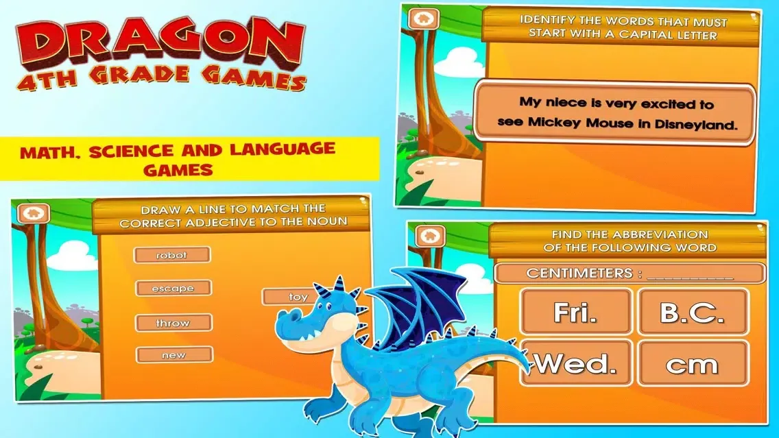 Capturas de tela do Dragons 4th Grade School Games