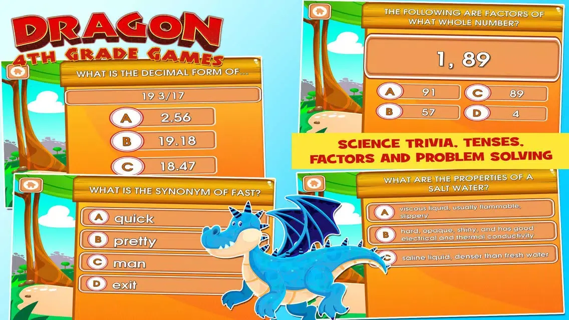 Capturas de tela do Dragons 4th Grade School Games