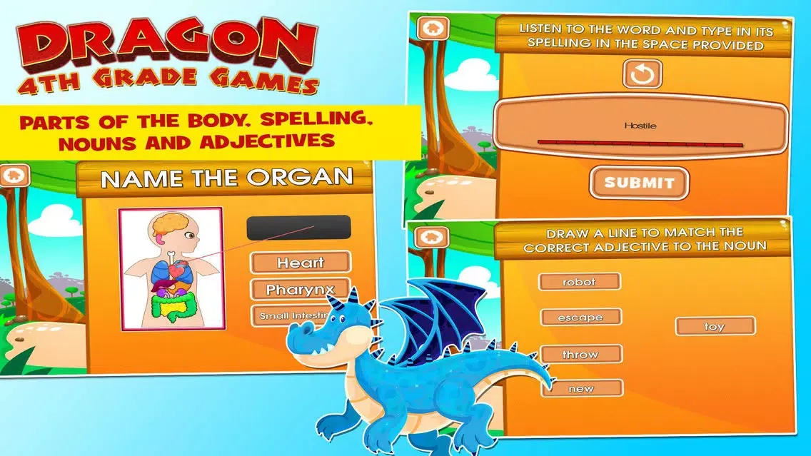 Capturas de tela do Dragons 4th Grade School Games