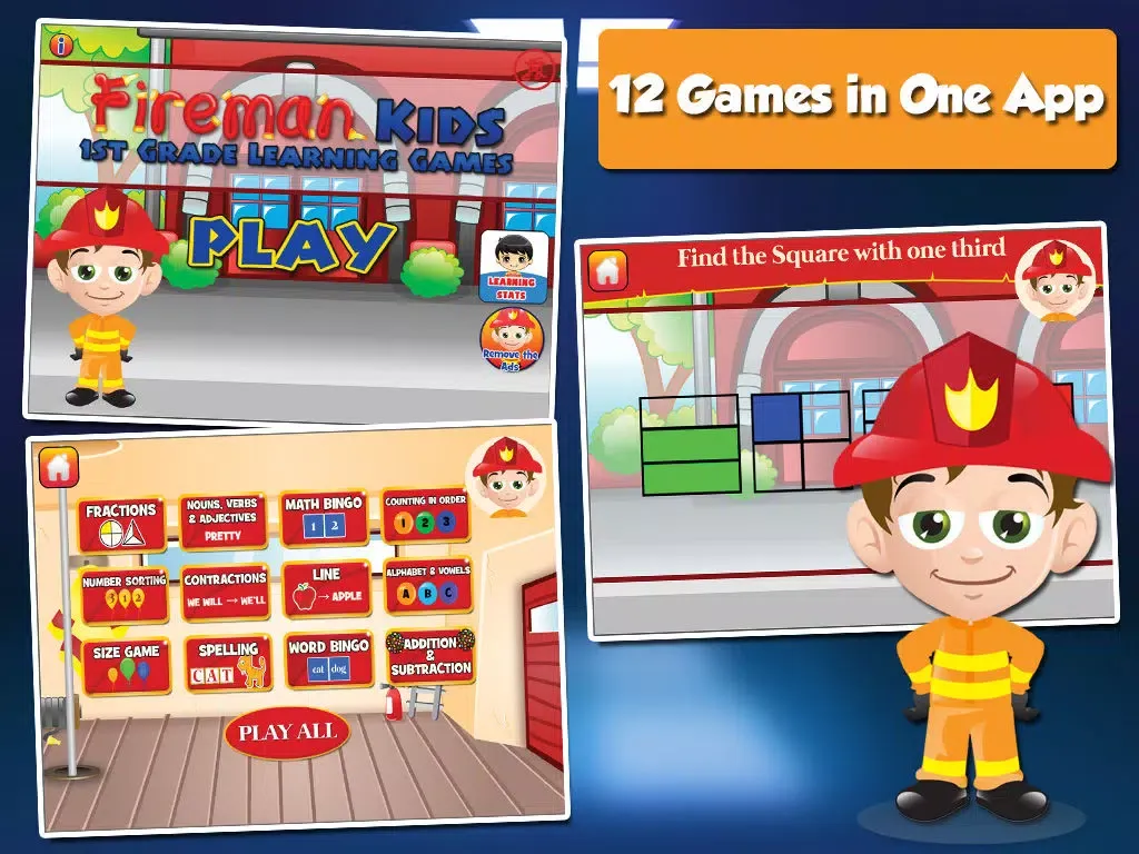 تصاویر Fire Fighter Kid Goes to School: First Grade Learning Games iPad 