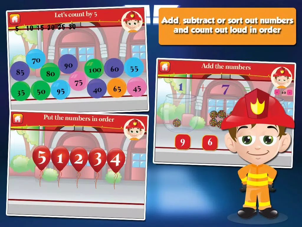 تصاویر Fire Fighter Kid Goes to School: First Grade Learning Games iPad 