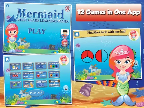 Tangkapan skrin Mermaid Princess Grade 1 Games iPad 