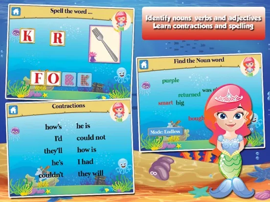 Tangkapan skrin Mermaid Princess Grade 1 Games iPad 