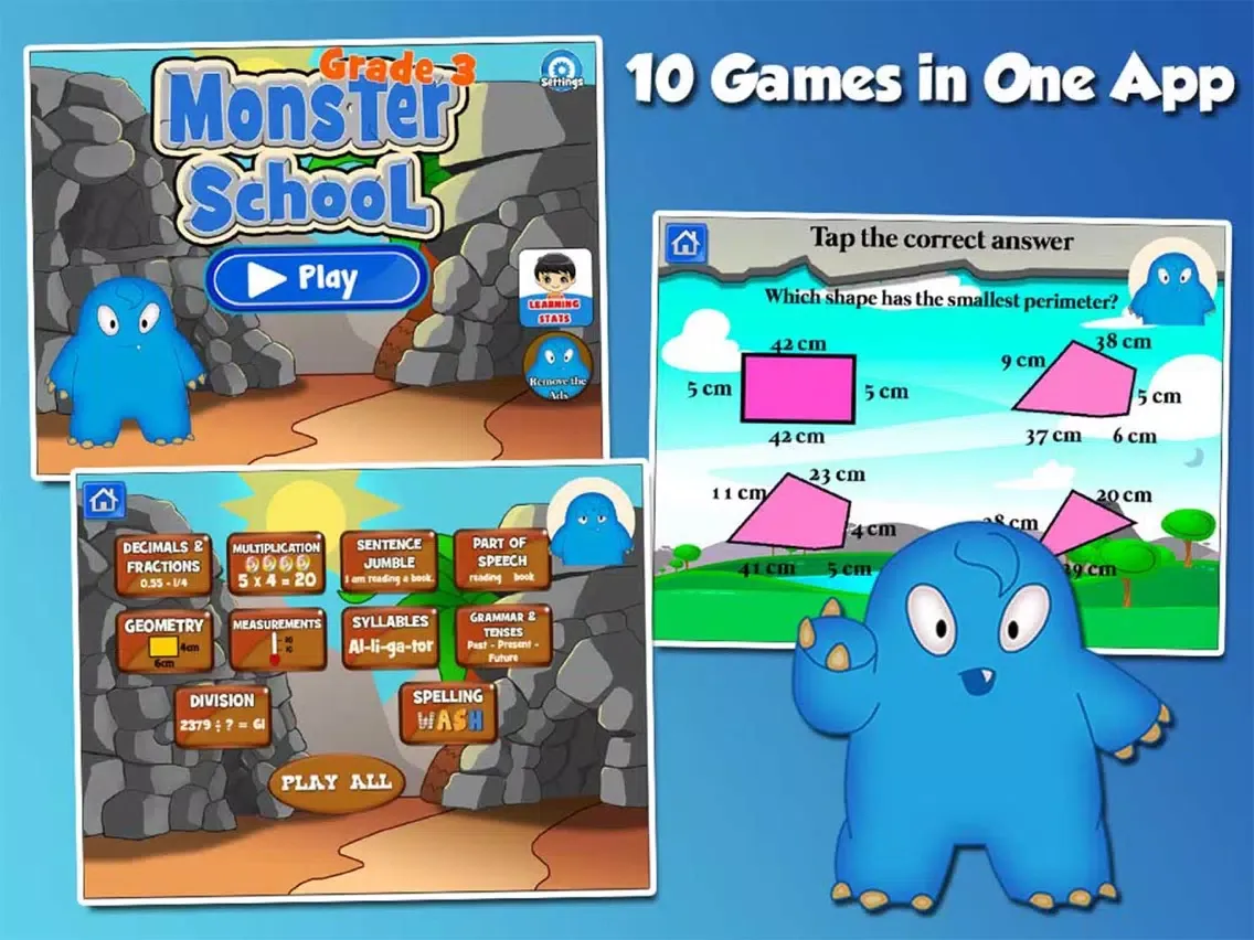 Monster Third Grade Kids Games iPad  스크린샷