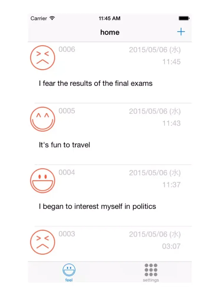 feelme Your feelings life log. everyone's feelings diary, memo, note application iPad  Ekran Görüntüleri