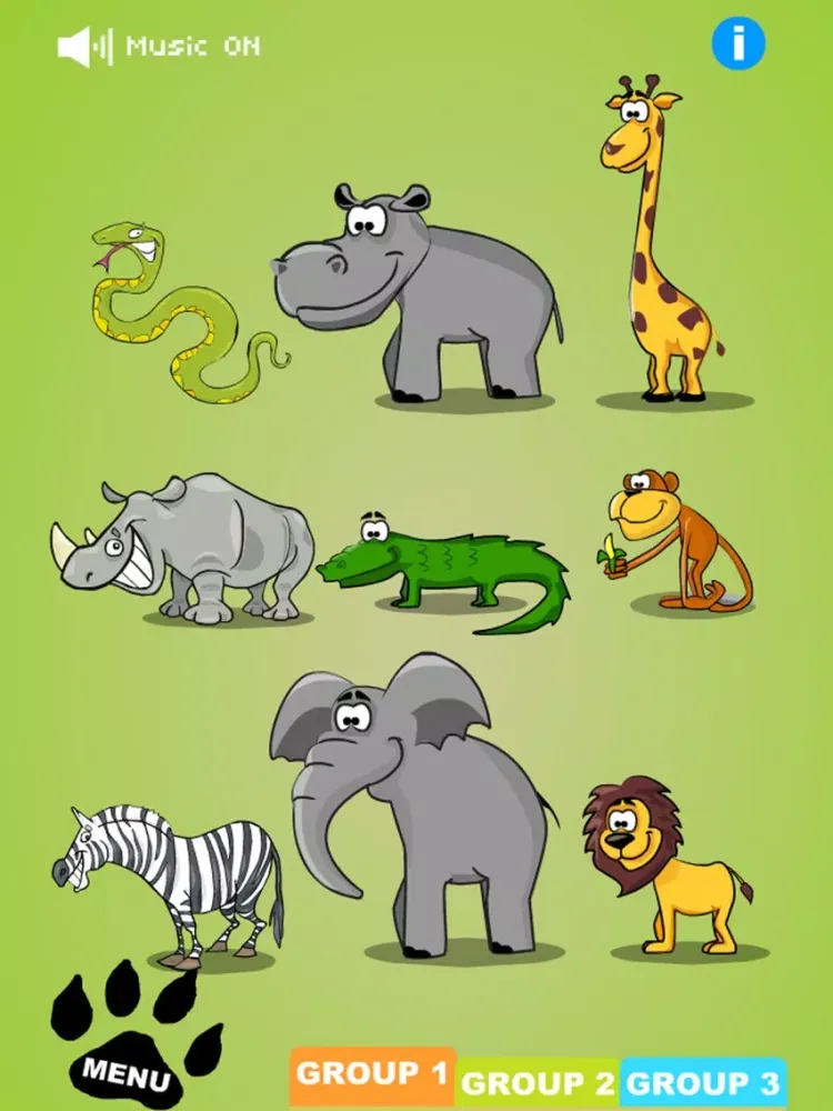 Learn sounds & Names with Cartoon Fun Animals iPad  Screenshots