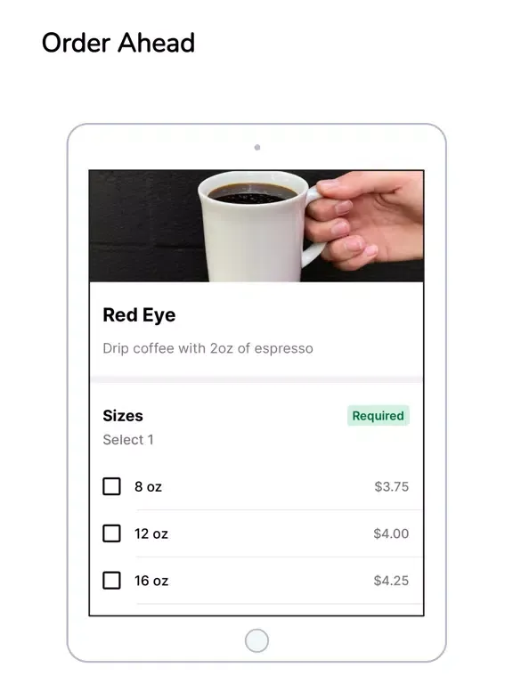 Tangkapan skrin Quills Coffee - Order Ahead iPad 