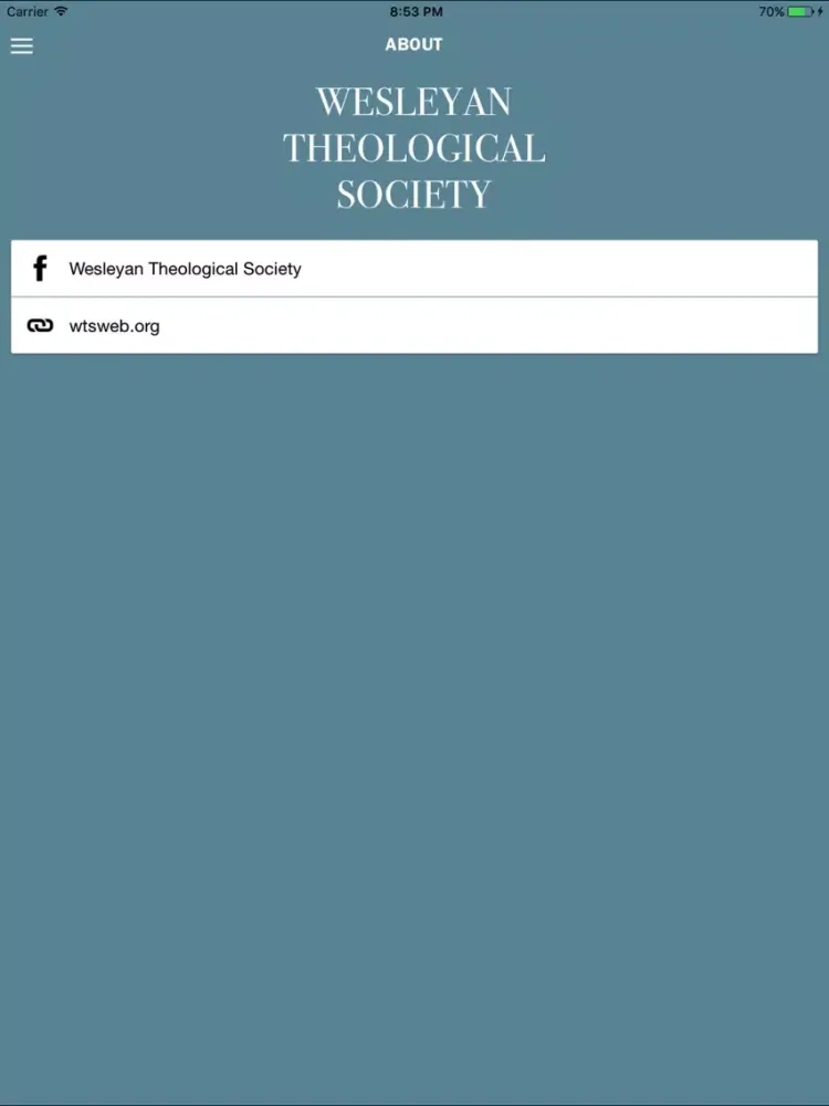 Wesleyan Theological Society iPad 應用截圖