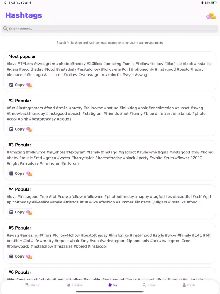 Ảnh chụp màn hình của Hashtag Expert for Tik Tok iPad 