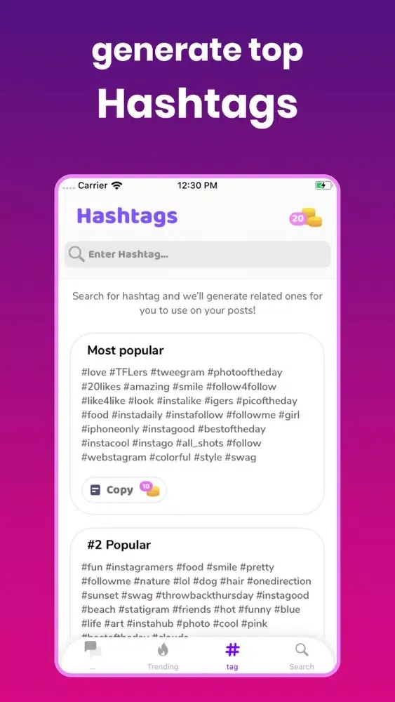 Ảnh chụp màn hình của Hashtag Expert for Tik Tok