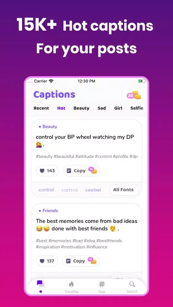 Ảnh chụp màn hình của Hashtag Expert for Tik Tok