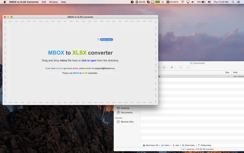 MBOX To XLSX Converter スクリーンショット