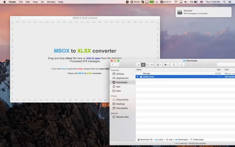 MBOX To XLSX Converter スクリーンショット