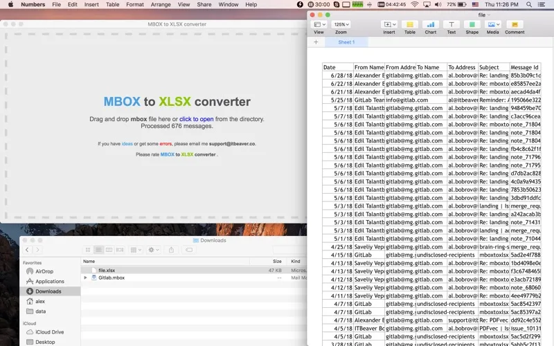 MBOX To XLSX Converter スクリーンショット