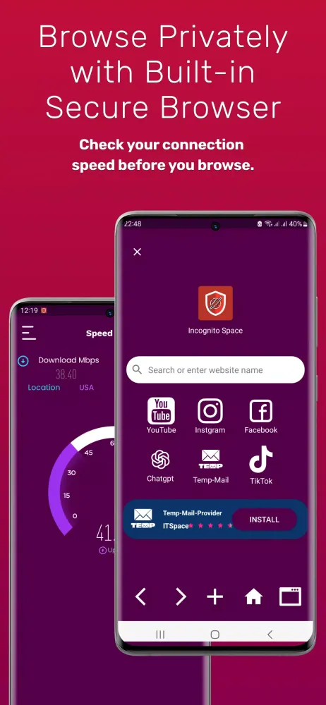 Tangkapan skrin VPN Space
