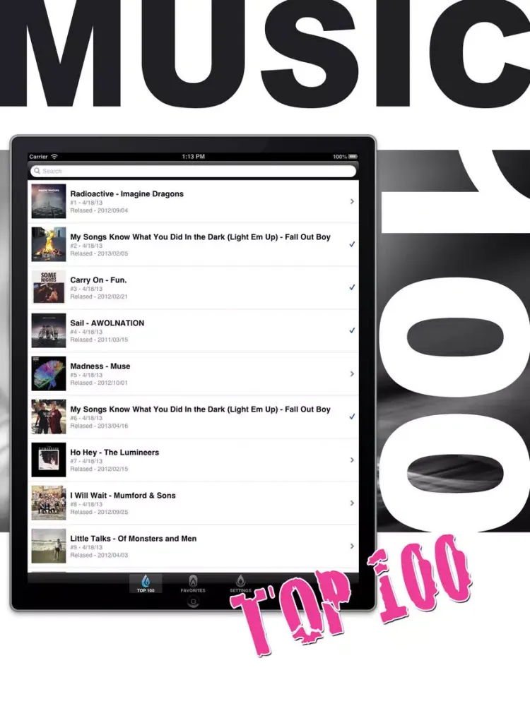 Capturas de pantalla de Music Top 100 Charts iPad 