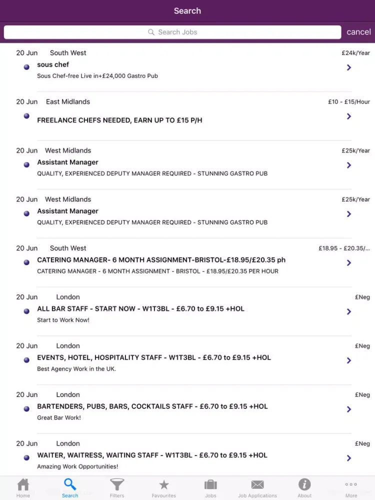 Screenshot di Hospitality Jobs iPad 