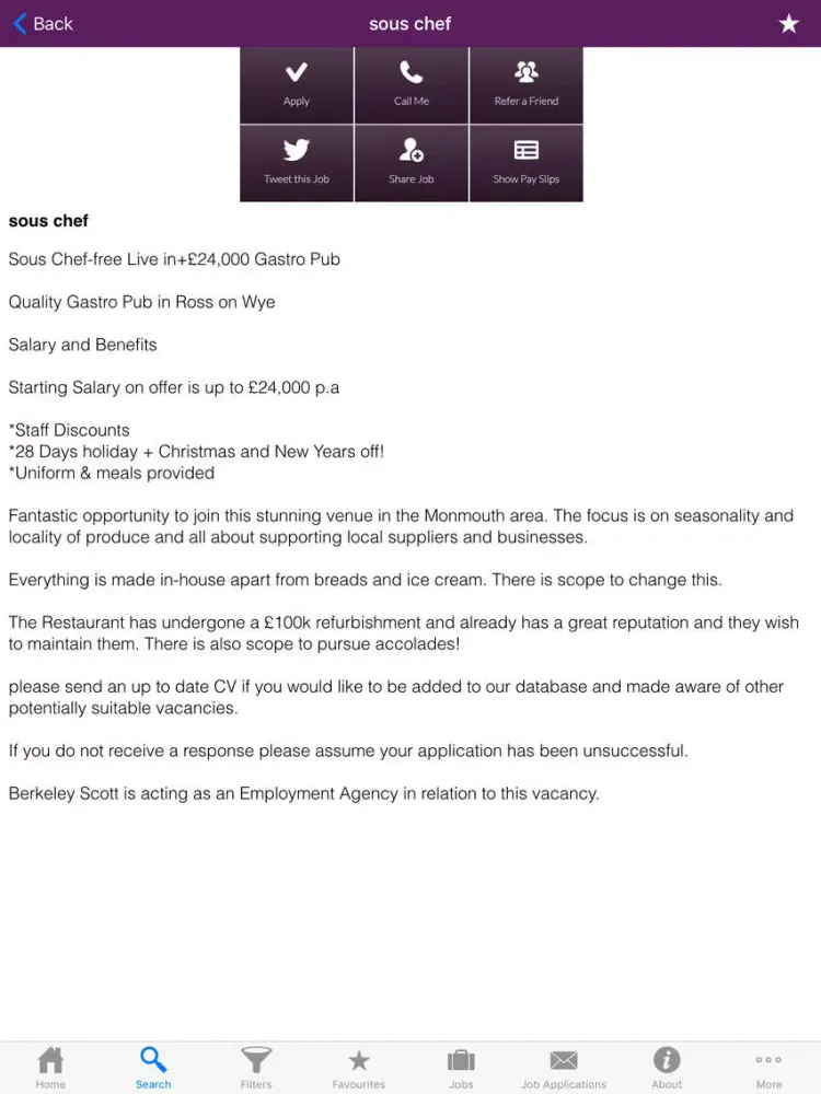 Screenshot di Hospitality Jobs iPad 