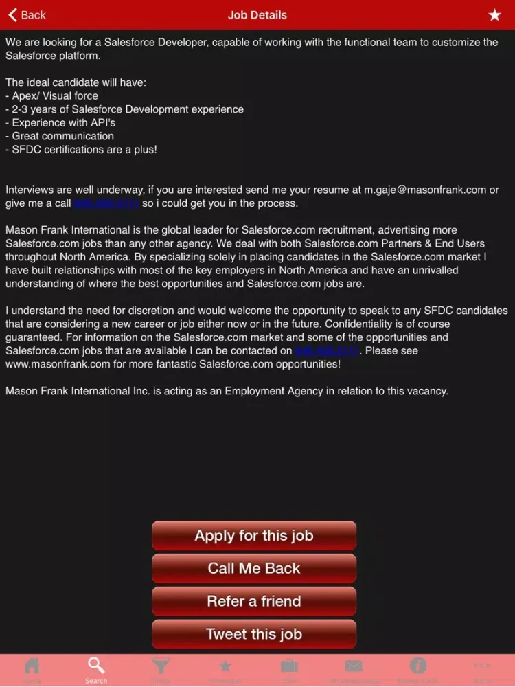 Captures d'écran de Salesforce Jobs by Mason Frank iPad 