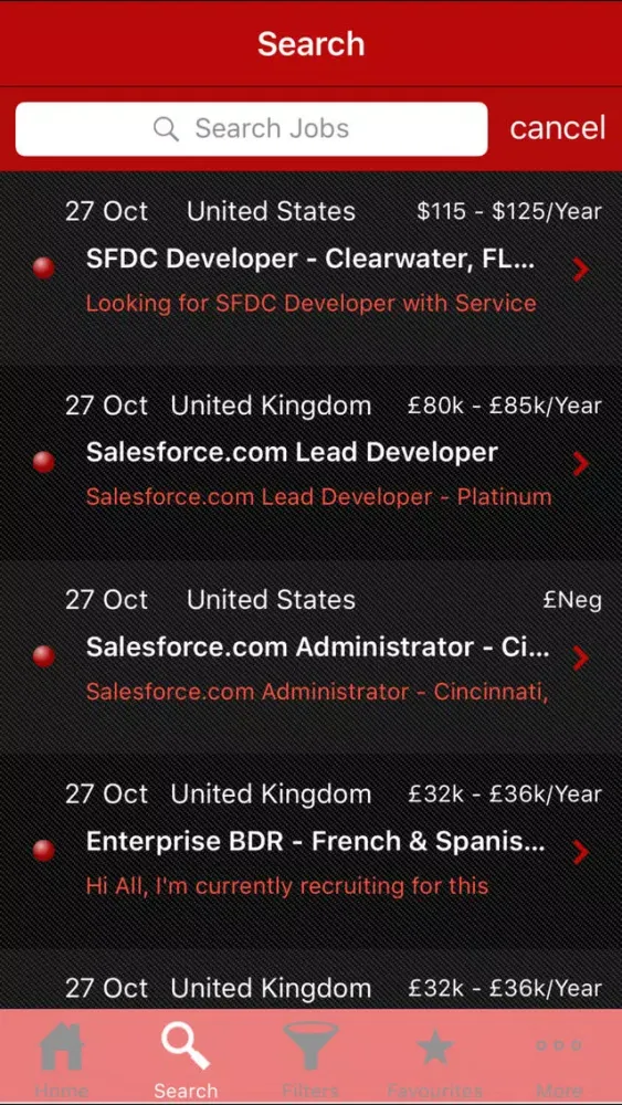 Captures d'écran de Salesforce Jobs by Mason Frank