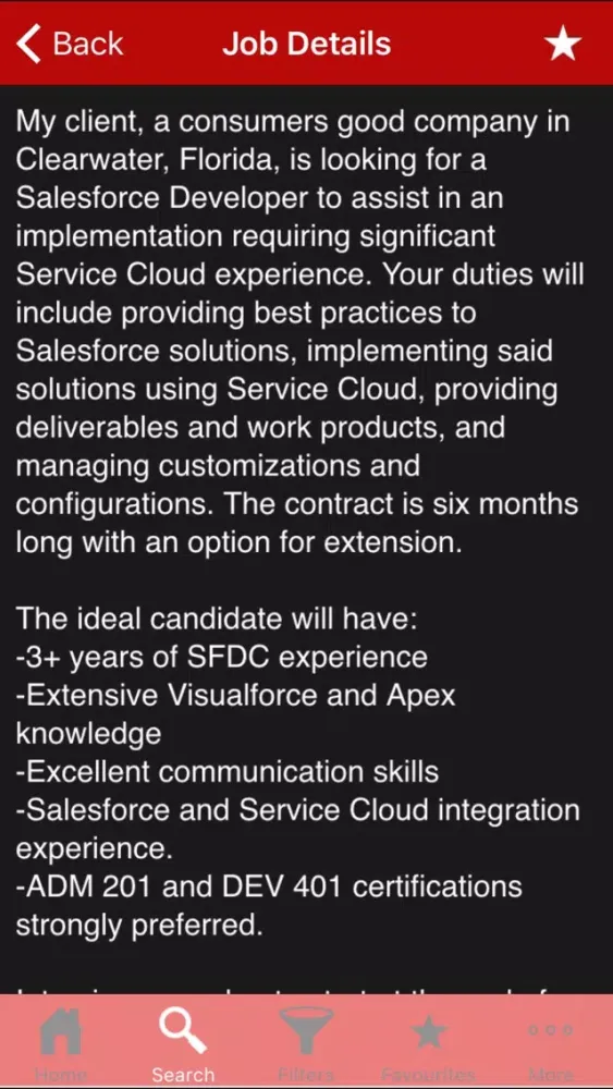 Captures d'écran de Salesforce Jobs by Mason Frank