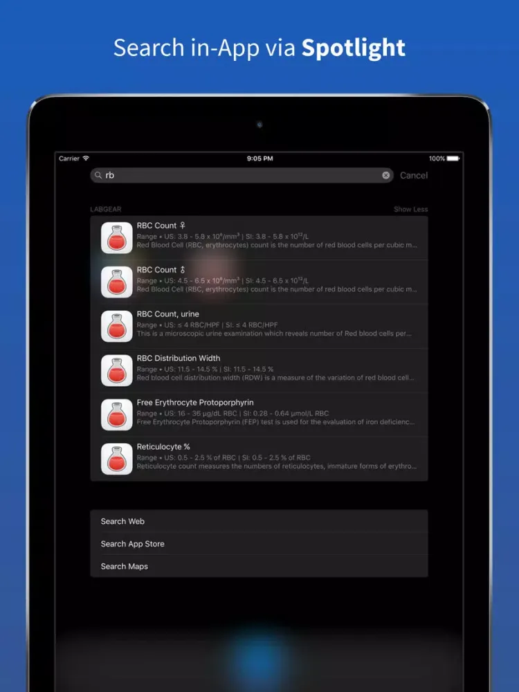 Lab Essentials – Medical Lab Values & Tests Reference iPad  Ekran Görüntüleri