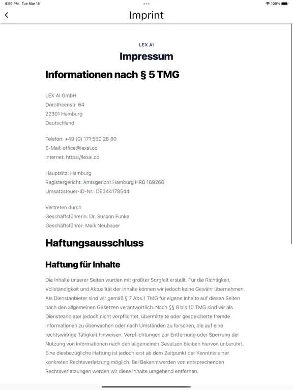 Capturas de pantalla de LEX AI iPad 
