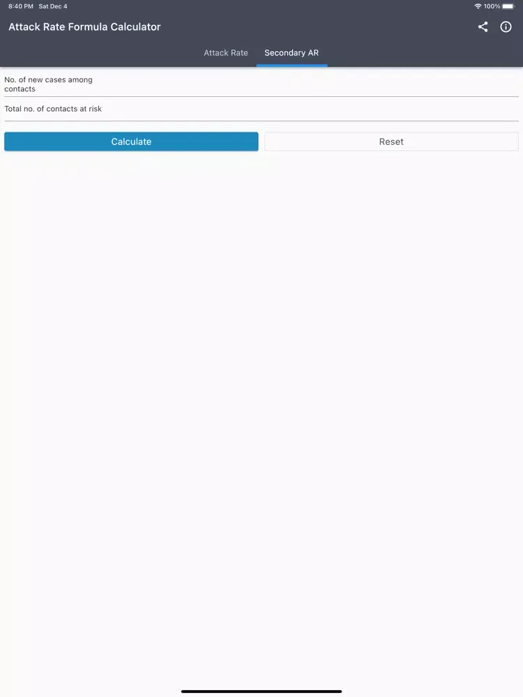 ภาพหน้าจอของ Attack Rate Formula Calculator iPad 