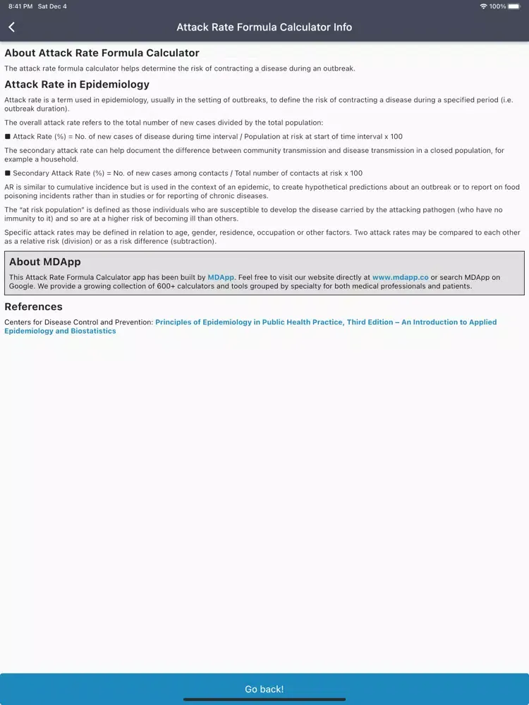 ภาพหน้าจอของ Attack Rate Formula Calculator iPad 
