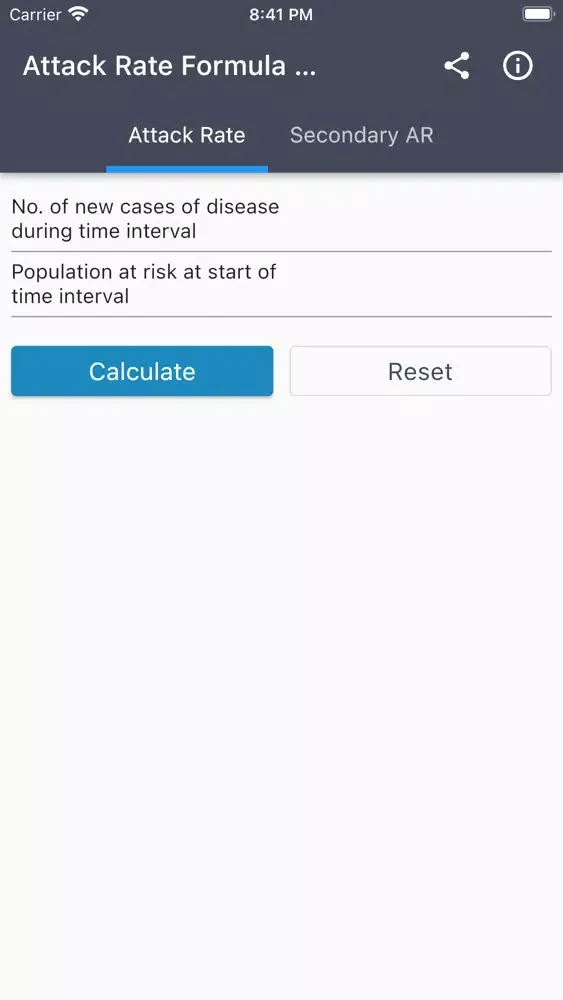 ภาพหน้าจอของ Attack Rate Formula Calculator