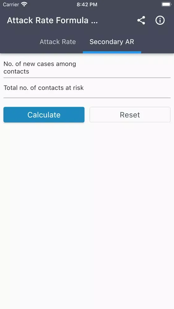 ภาพหน้าจอของ Attack Rate Formula Calculator