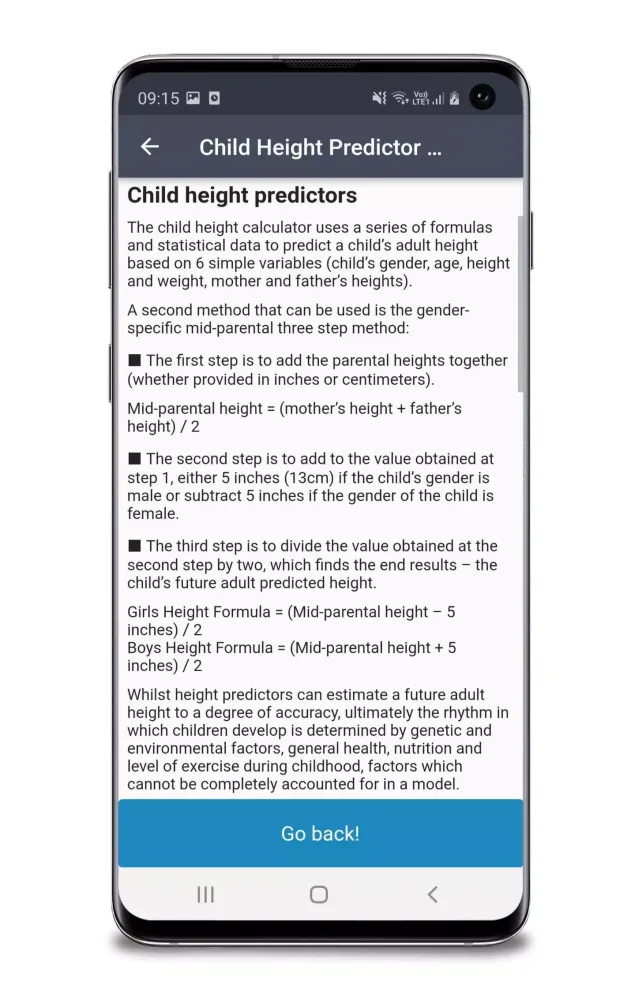 Child Height Calculator スクリーンショット