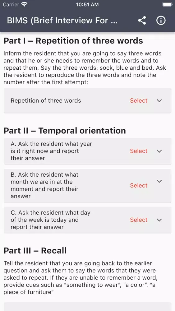 Ảnh chụp màn hình của BIMS Score Calculator