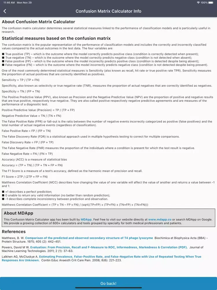 Скриншоты Confusion Matrix Calculator iPad 